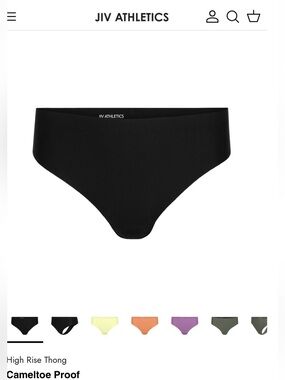 JIV Athletics Cameltoe Proof High Rise Thong - Black